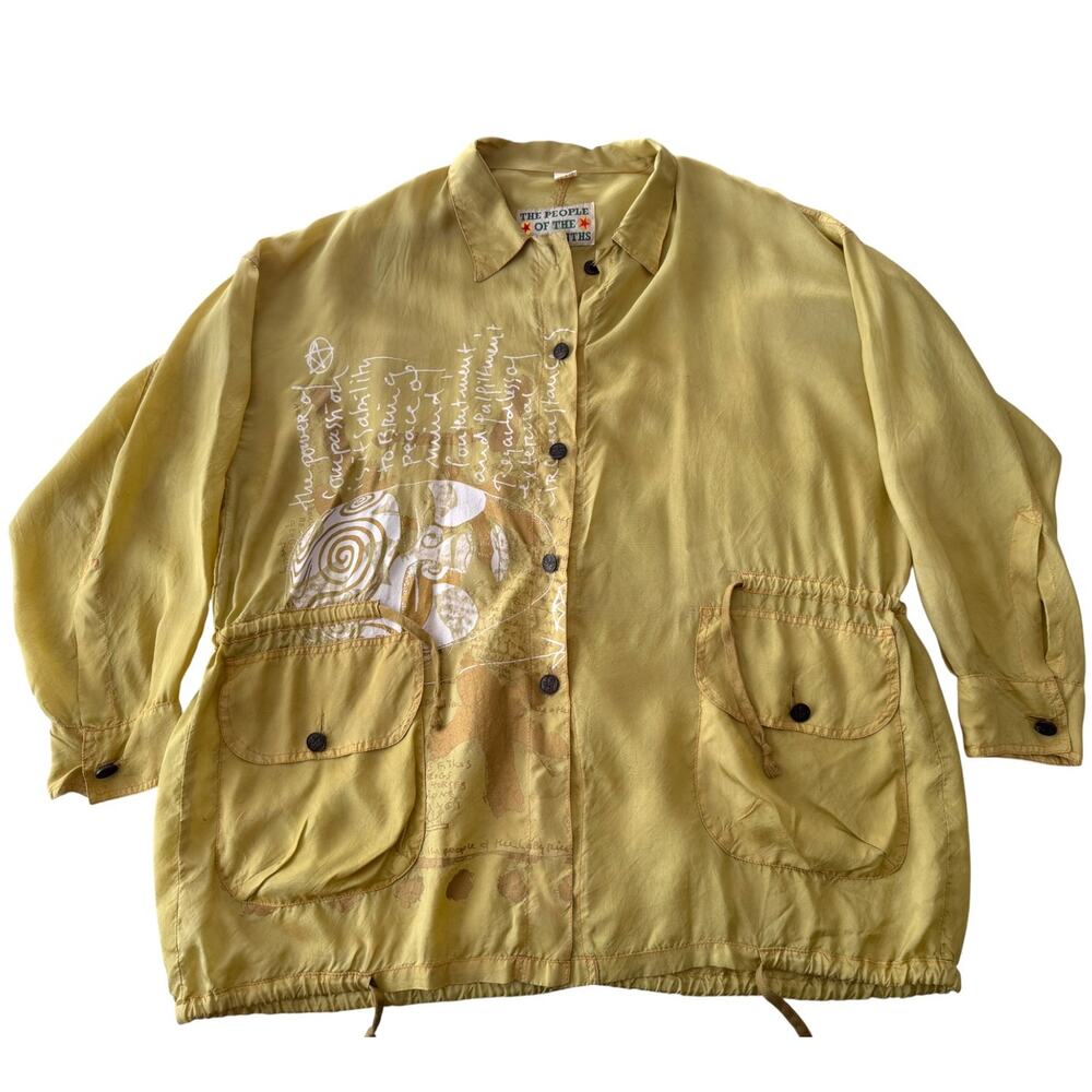 People of the Labyrinths Vintage 90's Hand Painted Rayon Jacket Avant Garde OS